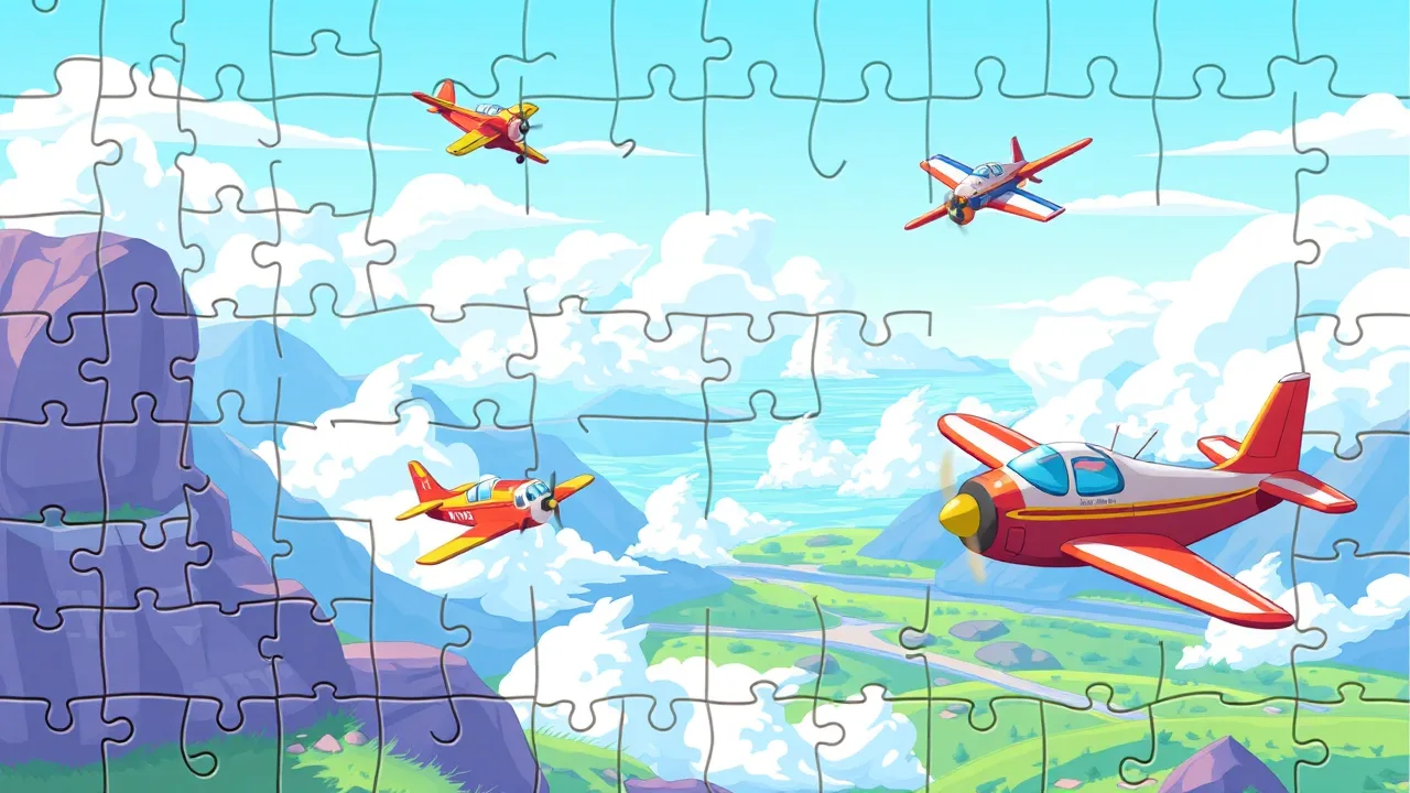 Relax with Jigsaw Puzzles in Play Cartoon Airplanes image