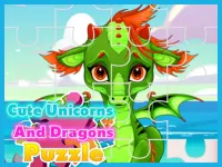 Cute Unicorns And Dragons Puzzle image