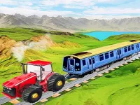 Chained Tractor Towing Train Game image
