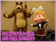 Pink Little Girl and Bear Moments